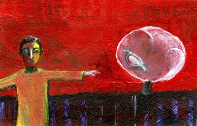 ウッドピジョンツリー、2006、（紙に油彩） 作： Gigi Sudbury